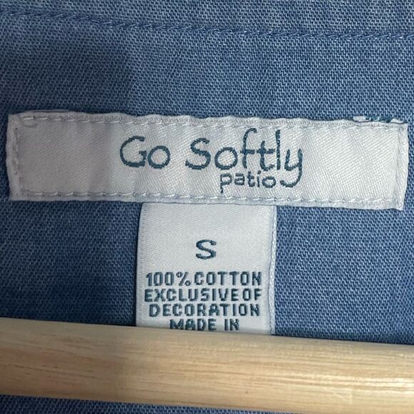 5 for $25🔥Go Softly Patio Denim Button Front Embroidered Dress Small - Picture 4 of 5